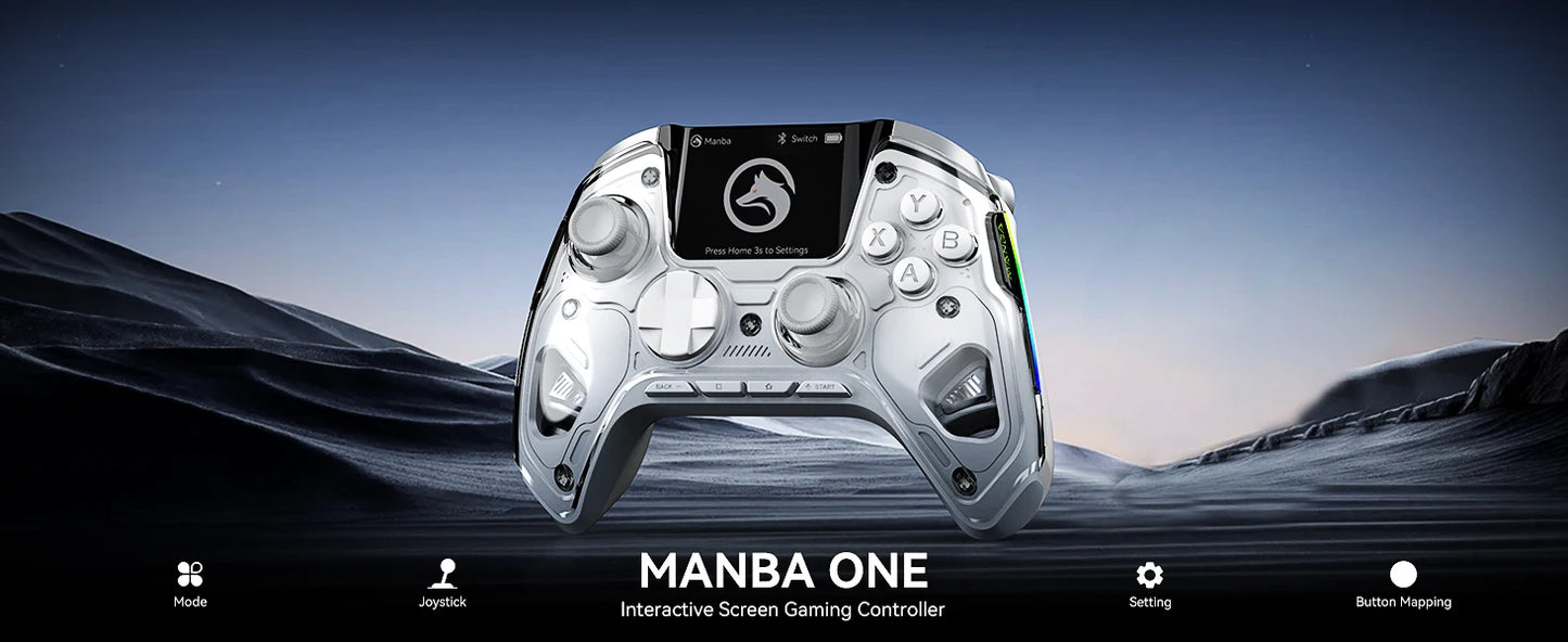 Manette de jeu sans fil intelligente Manbaone 50 V2 pour PC, Bluetooth, écran 2 pouces, compatible Steam Mobile