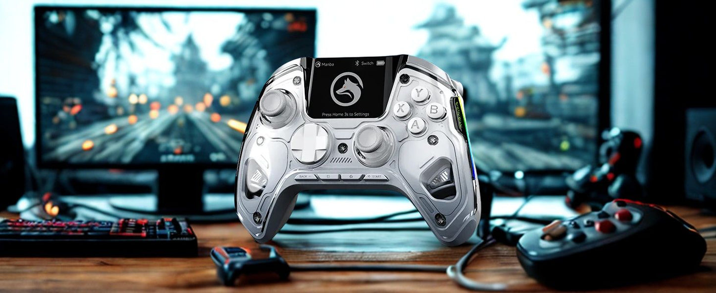 Manette de jeu sans fil intelligente Manbaone 50 V2 pour PC, Bluetooth, écran 2 pouces, compatible Steam Mobile