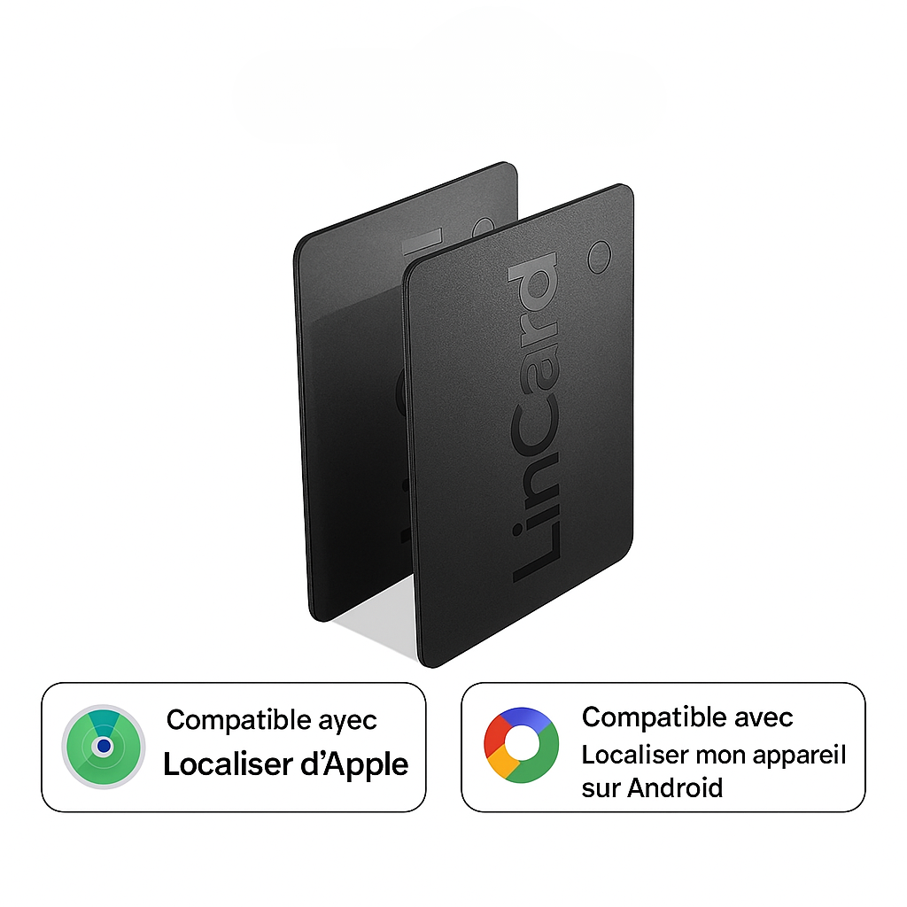 Carte de suivi pour portefeuille Carte ultra-mince avec localisation GPS, étiquette intelligente anti-perte, compatible Android et Find My, appareil Bluetooth, longue durée de batterie, traceur pour clés.