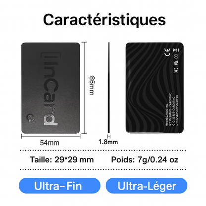Carte de suivi pour portefeuille Carte ultra-mince avec localisation GPS, étiquette intelligente anti-perte, compatible Android et Find My, appareil Bluetooth, longue durée de batterie, traceur pour clés.