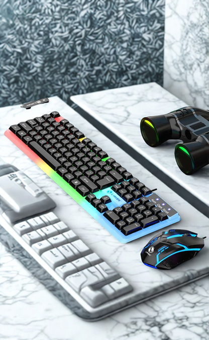 NG GTX350 – Ensemble Clavier + Souris Gaming pour Ordinateur / Laptop, Rétroéclairé, Kit Gamer avec Clavier Filaire USB LED – Modèle GTX350 Noir